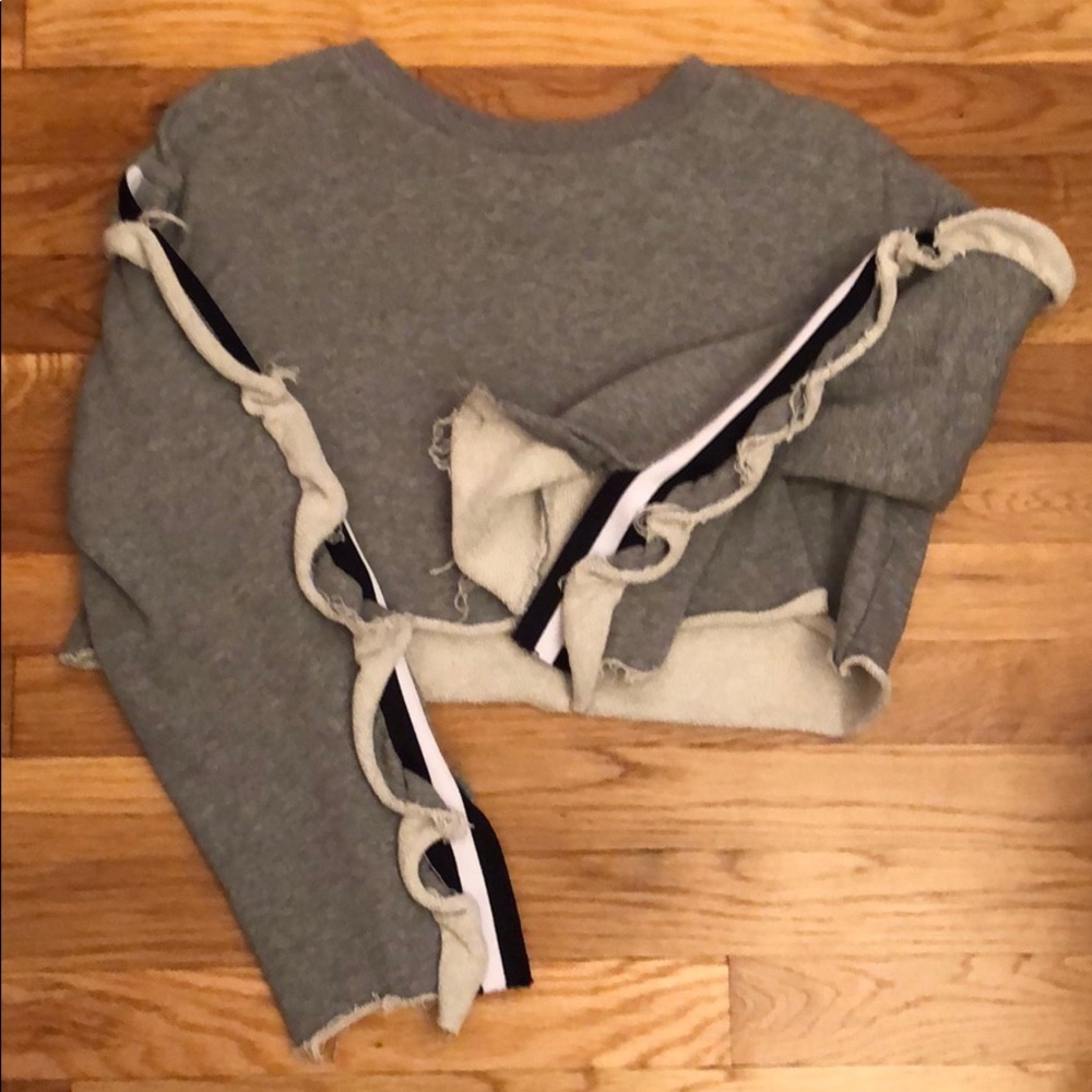 Mustard Seed cropped ruffle sleeve sweatshirt
